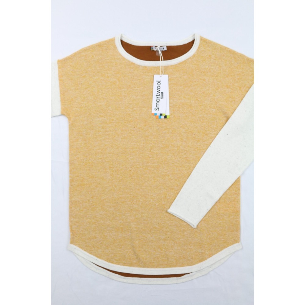 Smartwool Shadow Pine Colorblock Sweater Merono Wool Honey Gold S